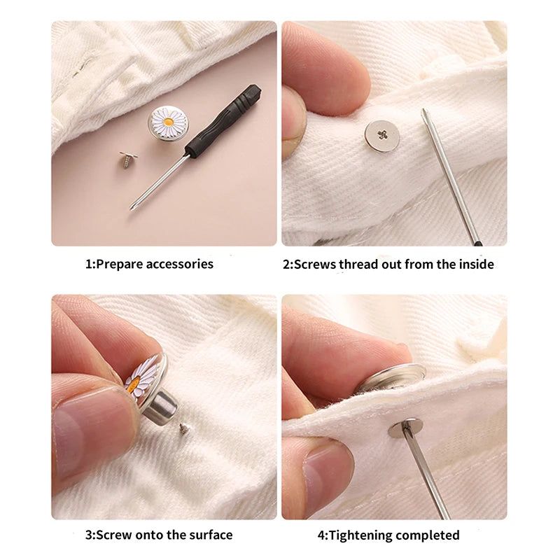 5/10/20pcs jeans button adjustable waist shrinker Nail free metal