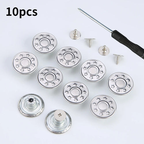 5/10/20pcs jeans button adjustable waist shrinker Nail free metal