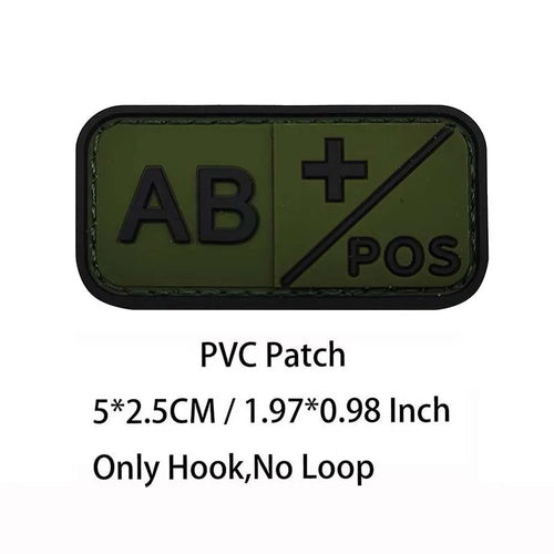 Small Patch with Hook,PVC Blood Type A B AB O POS NEG Emblemen,Patches