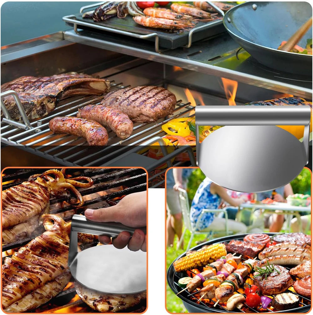 Stainless Steel Smash Burger Press Hamburger Patties Meat Masher