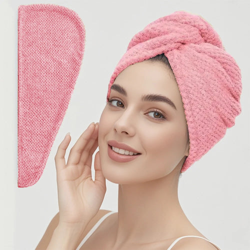 Solid color hair towel Textured dry hair cap 9.8 "X 25.5" absorbent