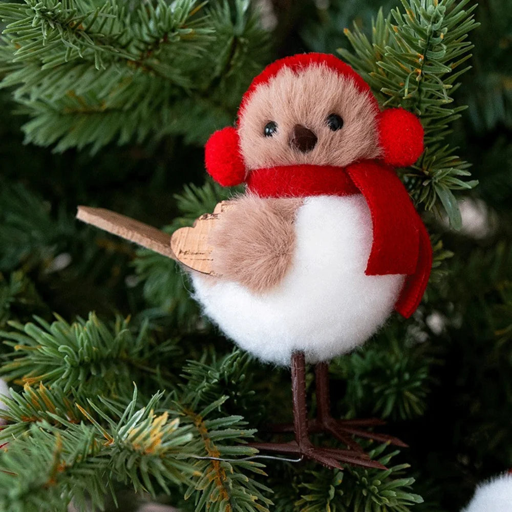 1/3pcs Christmas Foam Birds with Red Scarves Holiday Tree Decor