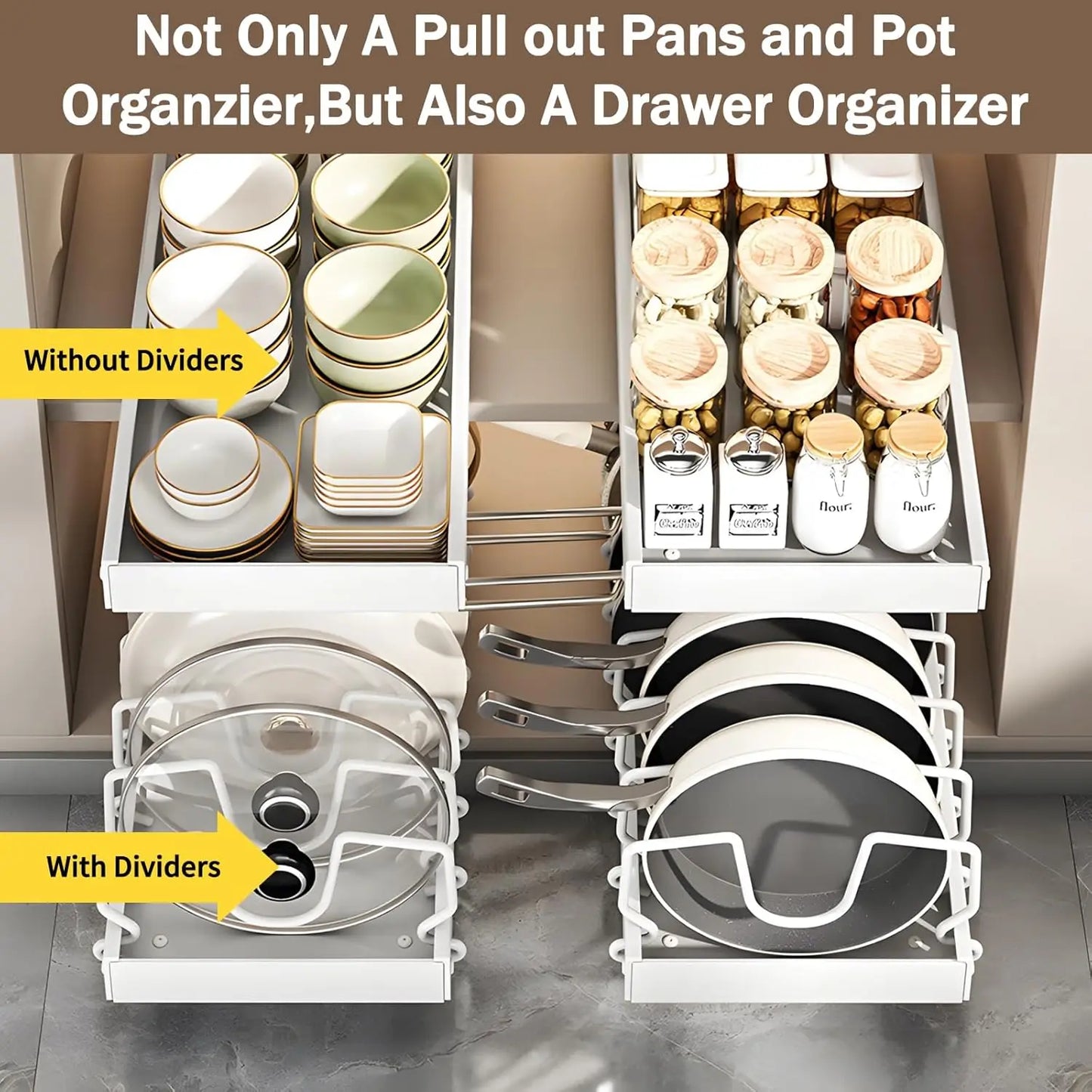 Pull Out Pots Pans Organizer for Under Cabinet Pull Out Cabinet