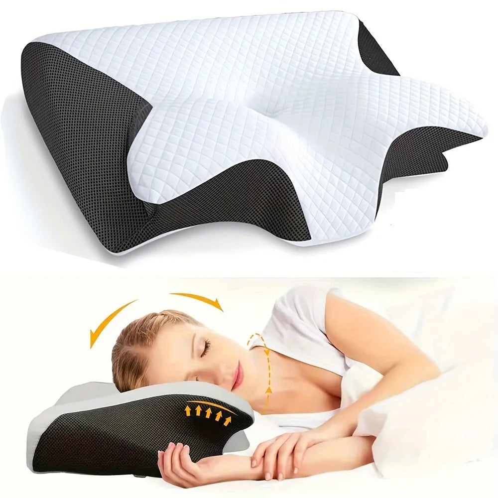 1pc Memory Foam Cervical Pillow, 2 in 1 Ergonomic Contour Orthopedic