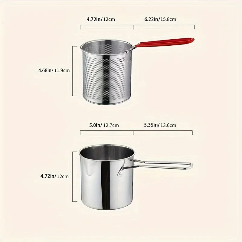 Stainless Steel Deep Fryer With Frying Basket Multifunctional Small