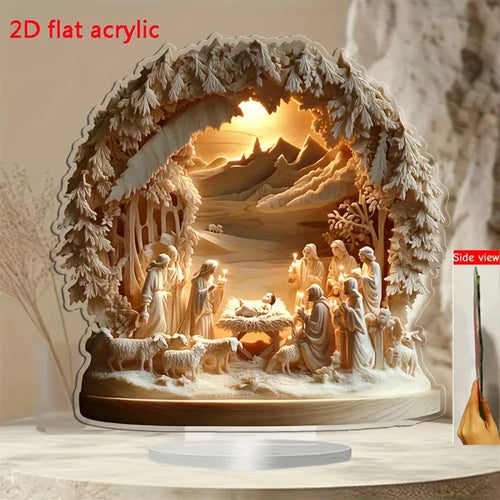 2D Flat Acrylic Tabletop Decoration for Jesus' Birth Scene Holiday