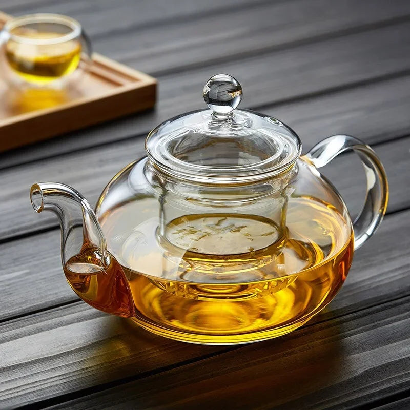 400ml/1000ml Filterable Heat-resistant Thickened Glass Teapot High