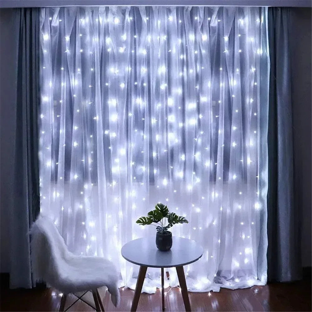 3/6M USB LED Curtain 8Modes Remote Control Lights Holiday Wedding