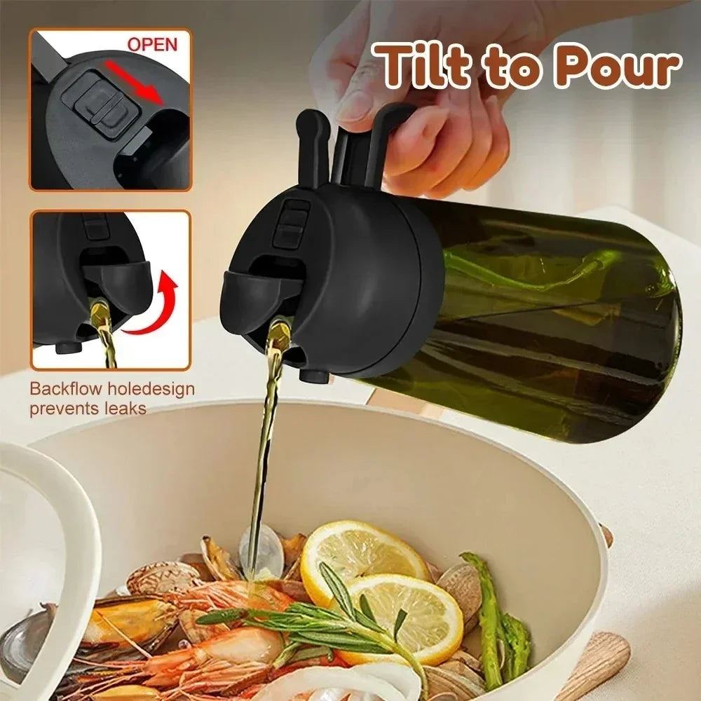 2 in 1 Olive Oil Dispenser Bottle 470ml Light-Blocking Dark Oil