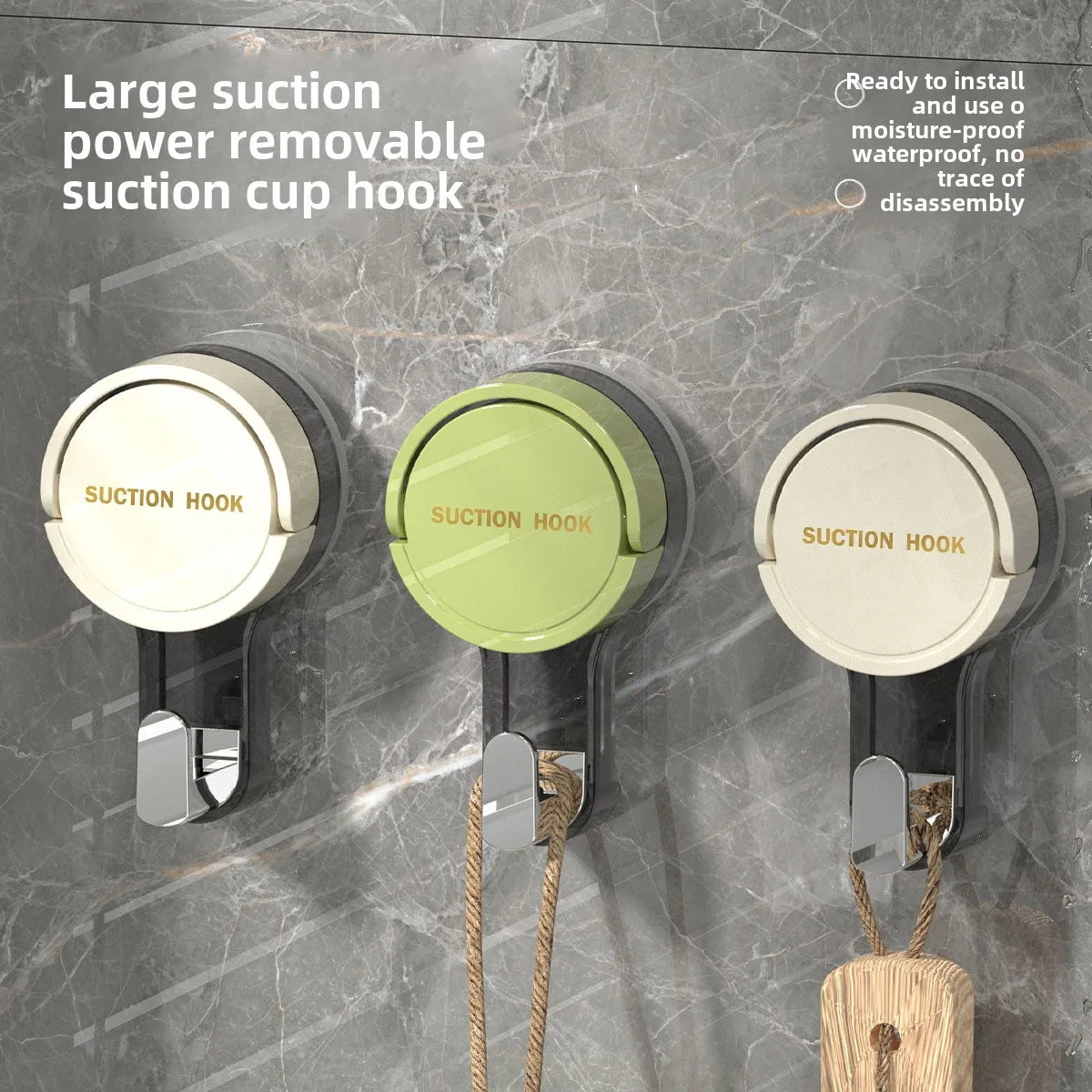 Wall Mounted Vacuum Suction Cup Hook No-Drilling Key Towel Hanger Hook
