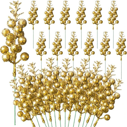 10Pcs Christmas Decoration Artificial 15heads Sparkling Berry Bouquet