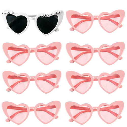 Bachelorette Party Heart Shaped Glasses Black White Pink Avocado Green