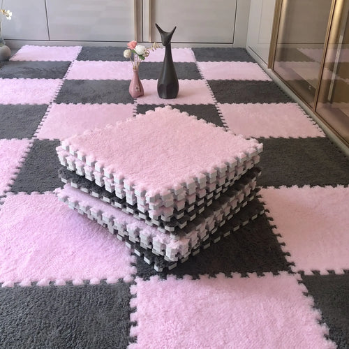 30*30CM Soft Plush Children Kids Rug Play Mat Puzzle Carpet Warm