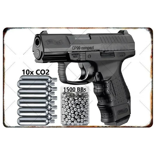 Pistol Metal Signs, Exuding Military Flair, Ideal As Wall Decoration
