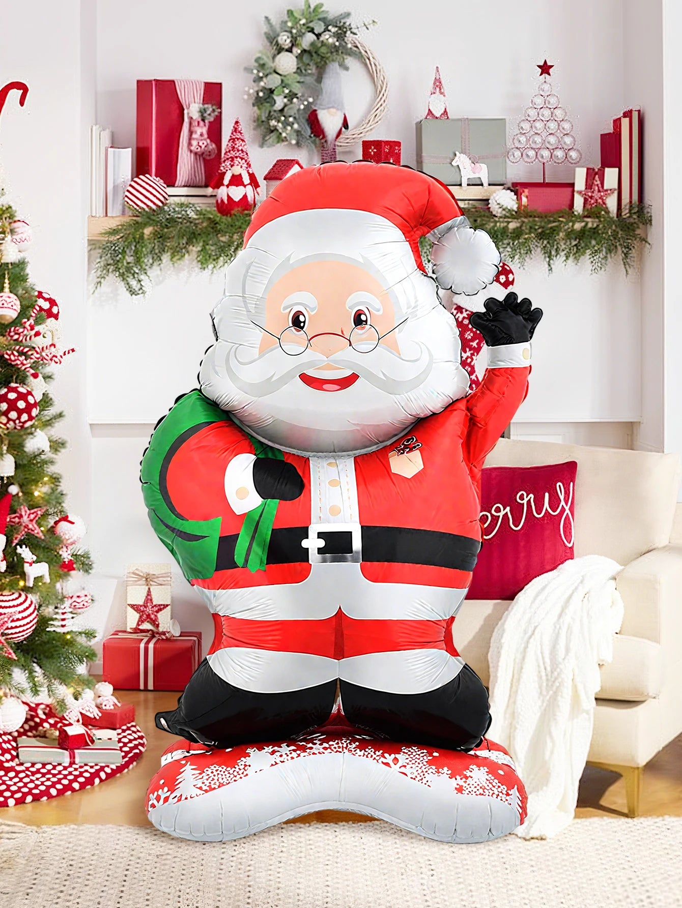 1pc Standing Santa Claus Foil Balloon, Christmas Decoration, Christmas