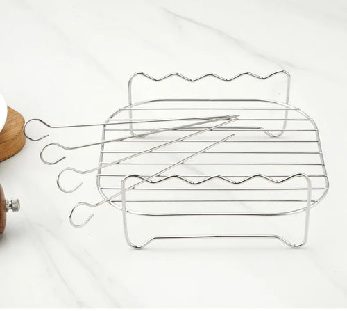Outdoor grill set with skewers square air fryer grill steamer