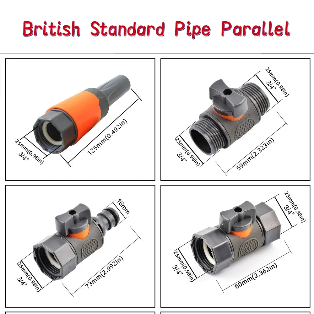 1-Pcs 1/2" 3/4" 1" Garden Hose Quick Connect Adapters -EU BPS Threaded