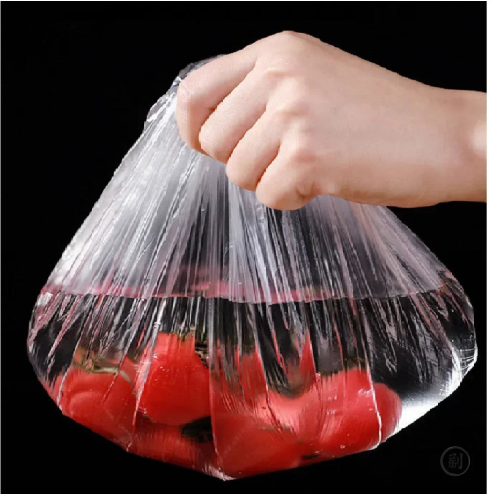 Elastic 100 Pcs Food Covers, Disposable Plastic Bowl Lids for Fruit &