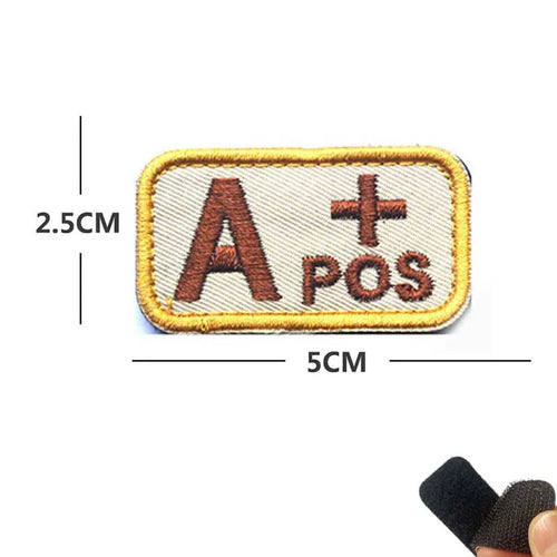 5*2.5CM Small Patch with Hook and Loop Blood Type A B AB O POS NEG