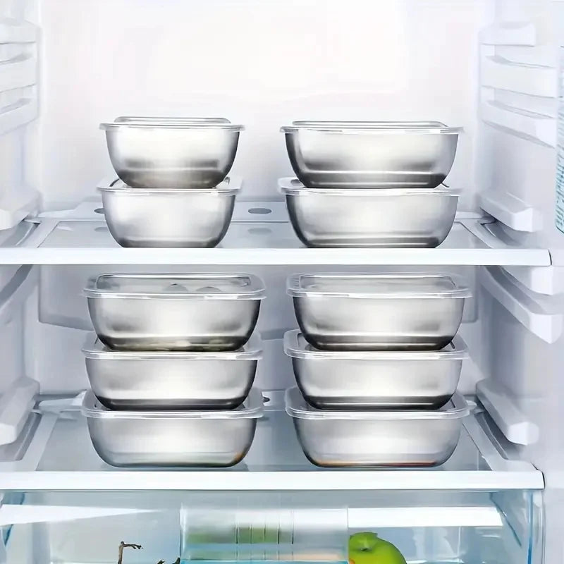 5pcs Stainless Steel Food Storage Stackable Meal Prep Boxes for