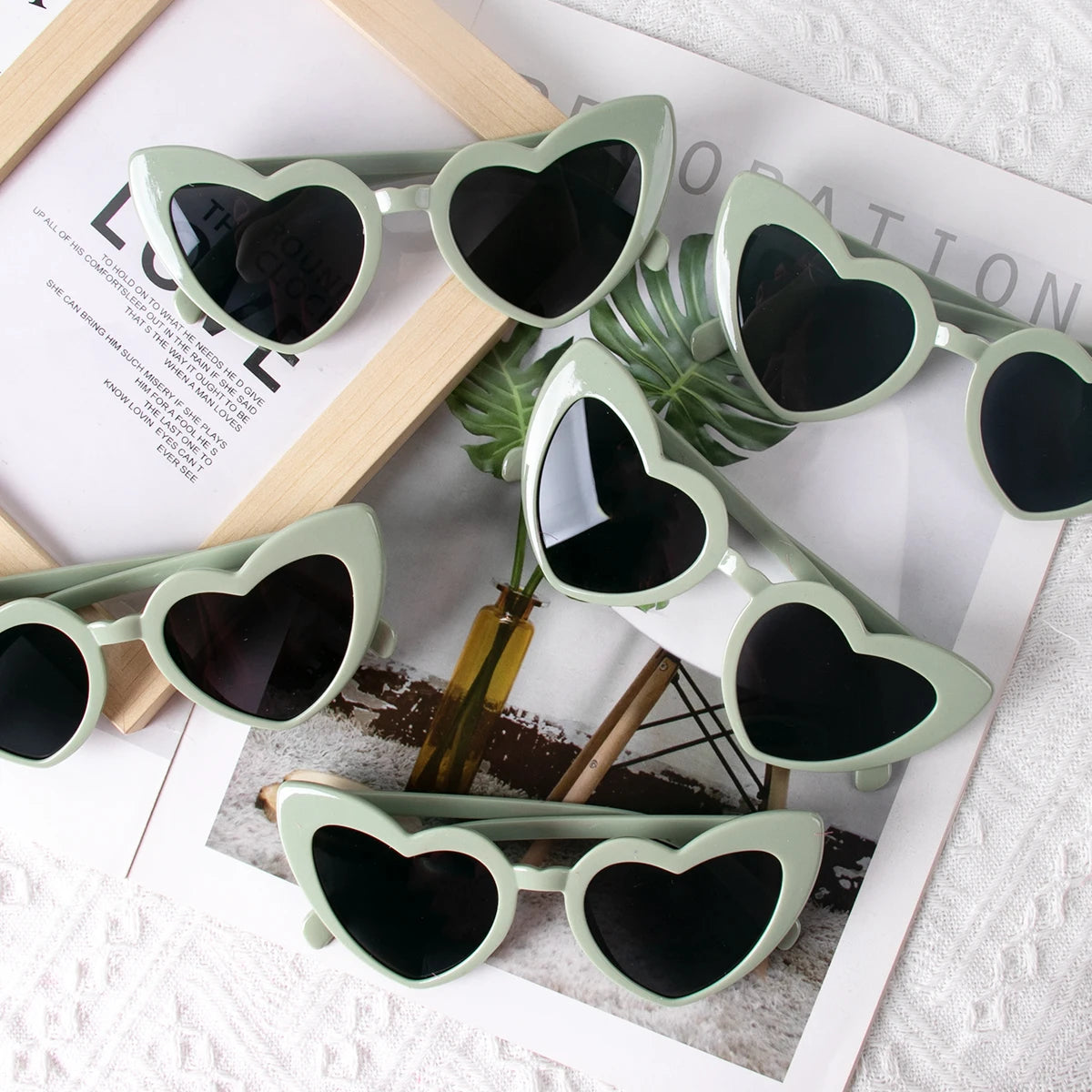 Bachelorette Party Heart Shaped Glasses Black White Pink Avocado Green