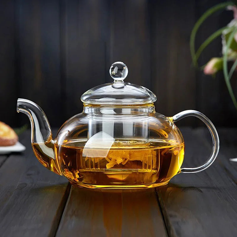400ml/1000ml Filterable Heat-resistant Thickened Glass Teapot High