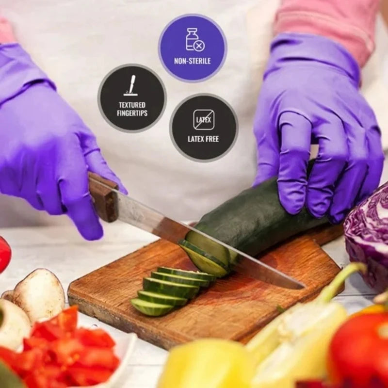 5Mil Heavy Duty Purple Nitrile Gloves Disposable Household Cleaning