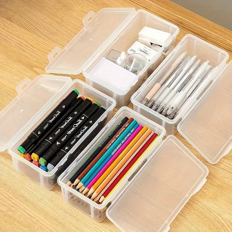1/4pcs Large Clear Plastic Storage Boxes with Hinged Lids Ideal for