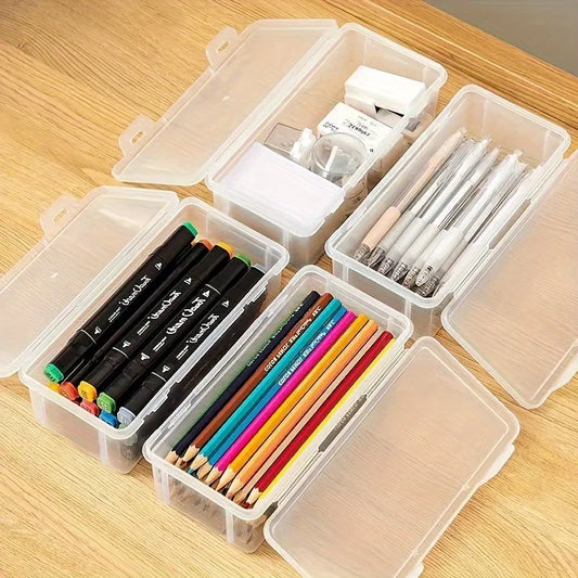 1/4pcs Large Clear Plastic Storage Boxes with Hinged Lids Ideal for