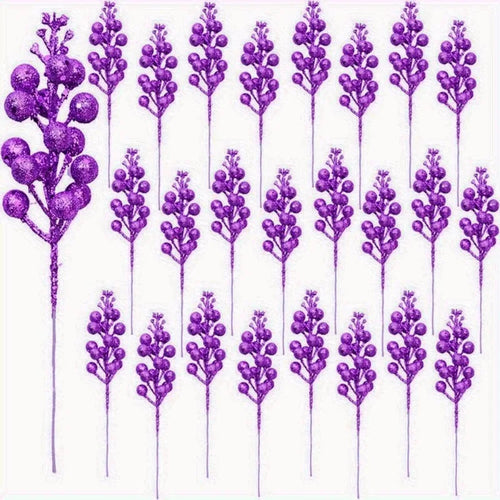 10Pcs Christmas Decoration Artificial 15heads Sparkling Berry Bouquet