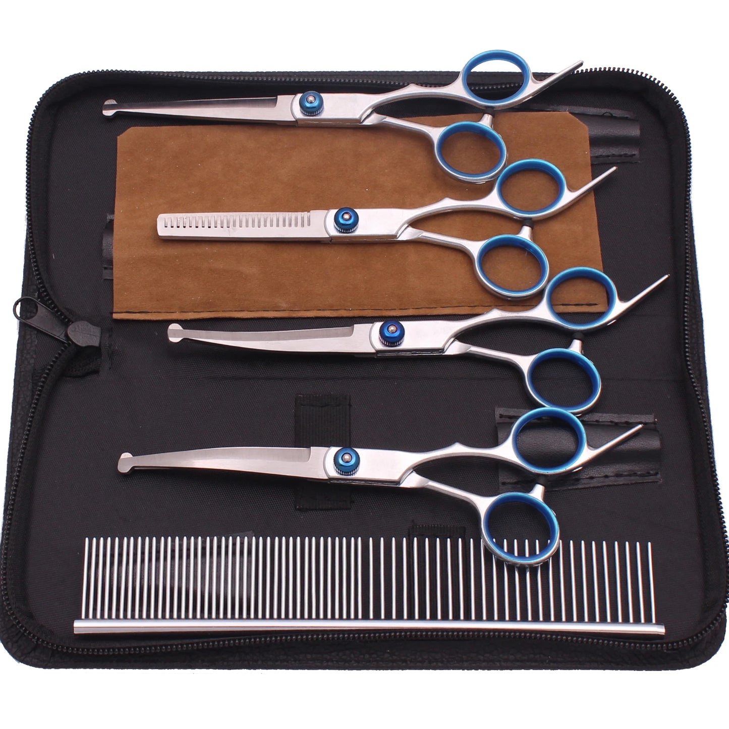 6.0'' Pet Grooming Safety Scissors Hair Cutting Curved Thinning Comb