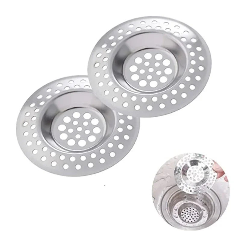 2Pcs Kitchen Metal Sink Strainer Floor Drain Bathtub Hair Catcher