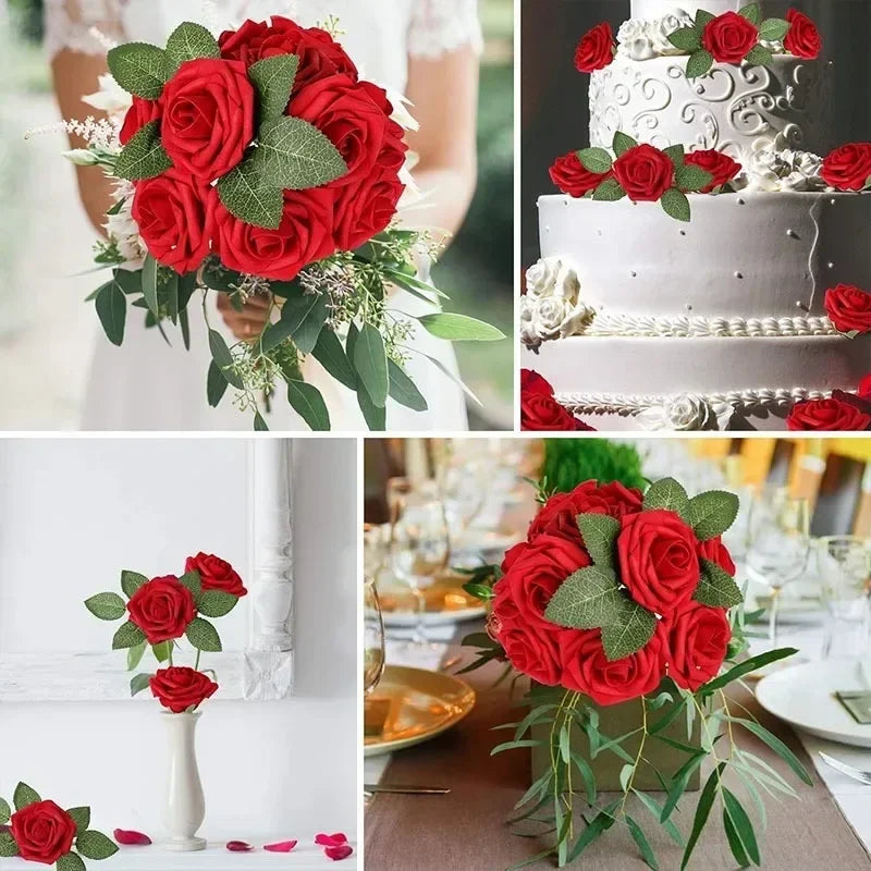 25/5pcs Artificial Rose Flowers Multicolor Foam Fake Roses Flower