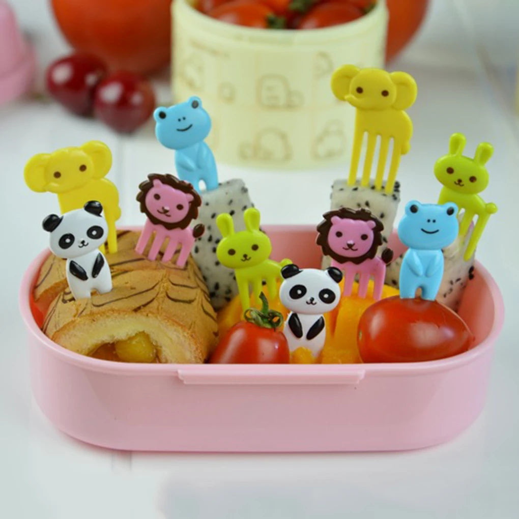 10pcs Animal Farm Fruit Fork Mini Cartoon Children Snack Cake Dessert