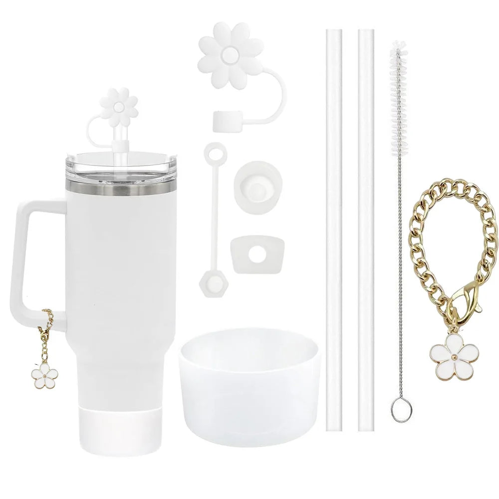 9pcs Accessories Set 3 Spill Proof Stopper Flowers Straw Cover Boot 2