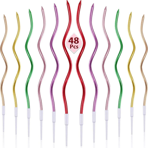 6/12/48pcs Birthday Candles Spiral Cake Candles  Long Thin Cake