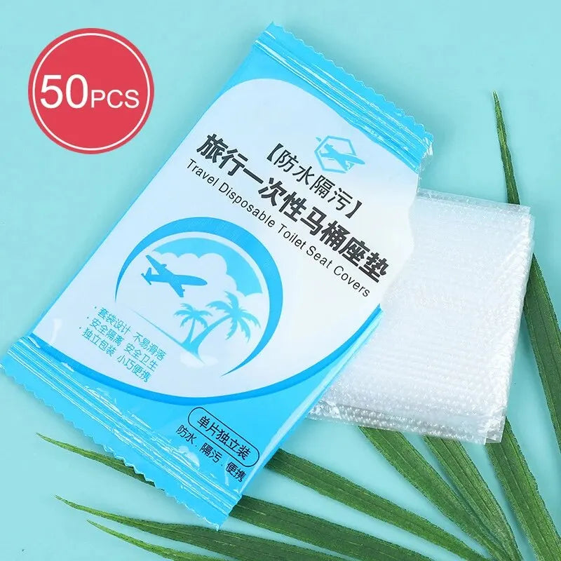 50Pcs Disposable Plastic Toilet Seat Cover Waterproof and Non Slip