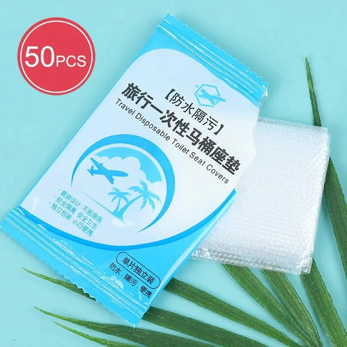 50Pcs Disposable Plastic Toilet Seat Cover Waterproof and Non Slip