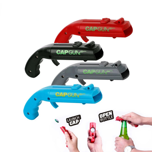 Portable Cap Gun Creative Flying Cap Launcher Beer Opener Bar Tools
