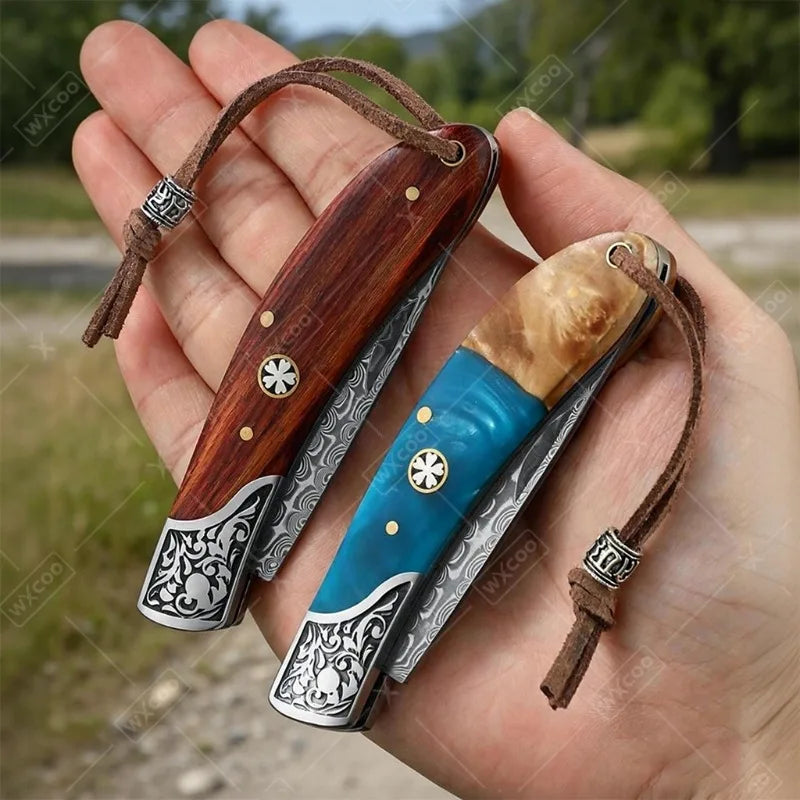 WXCOO Damascus Boning Knife Folding Fruit Cutting Knife Chef's Knife