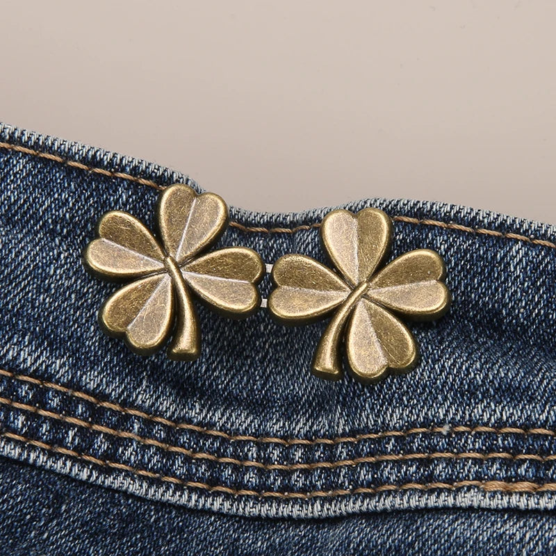 1/2 Pair Jeans Button Adjustable Clips for Pant Skirts Waist Tightener