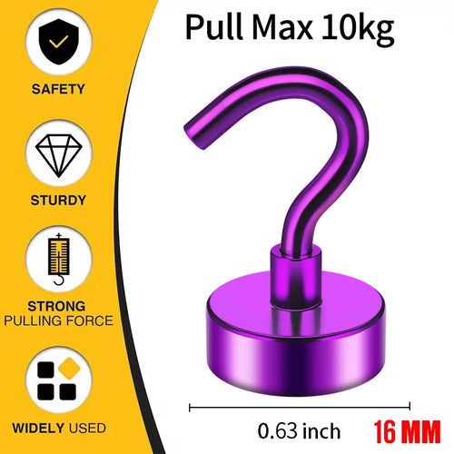 3/6Pcs Magnetic Hooks Heavy Duty, 25 LBS Strong Magnets with Metal