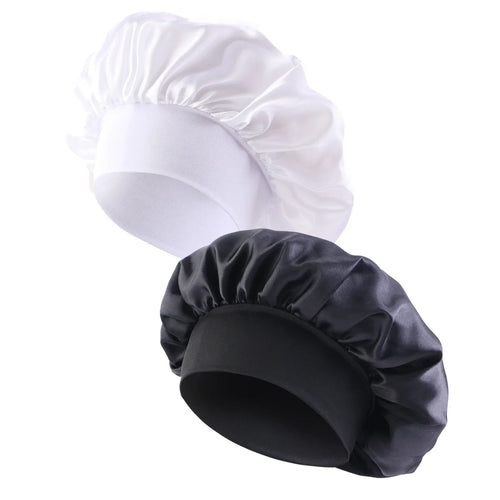 New Satin Wide Brim Nightcap Silky Bonnet Hair Wrap for Sleeping Sleep