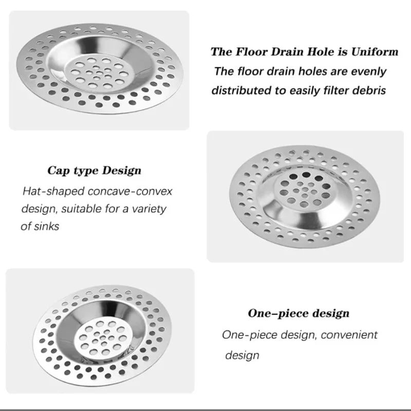 2Pcs Kitchen Metal Sink Strainer Floor Drain Bathtub Hair Catcher