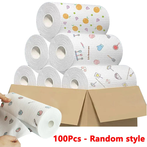 One Roll (100 Sheets) Lazy Rag Wholesale Absorbent Thickening Kitchen
