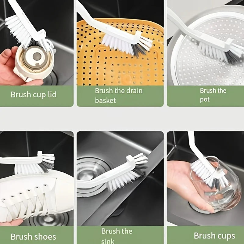 Japanese Style Sink Brush Cleaning Cup Brush with Long Handle Elbow