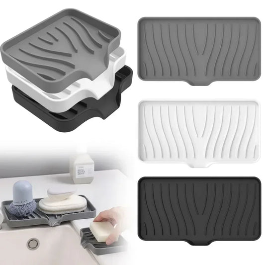 Bathroom Solid Color Silicone Soap Holder Soap Drain Pan Bathroom