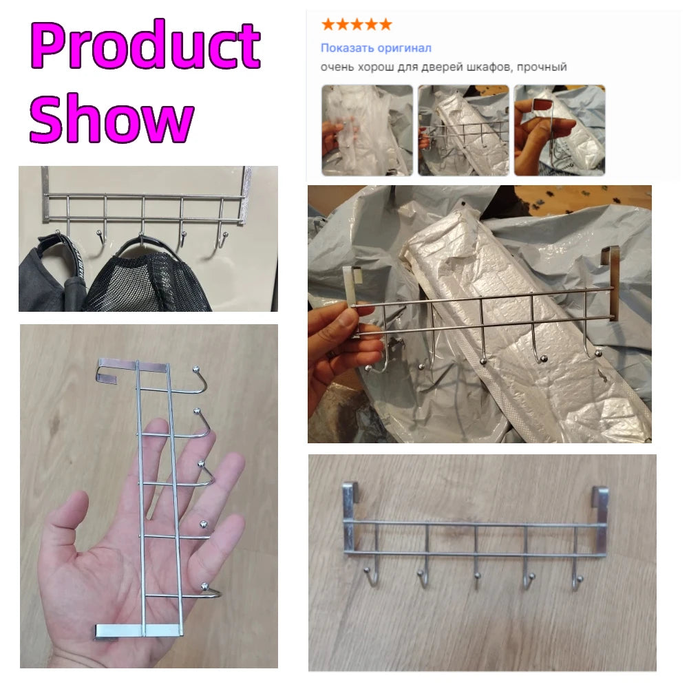 Bold Stainless Steel 5-hook Cabinet Door Back Hook 5 Hooks 24.5x9x2.39