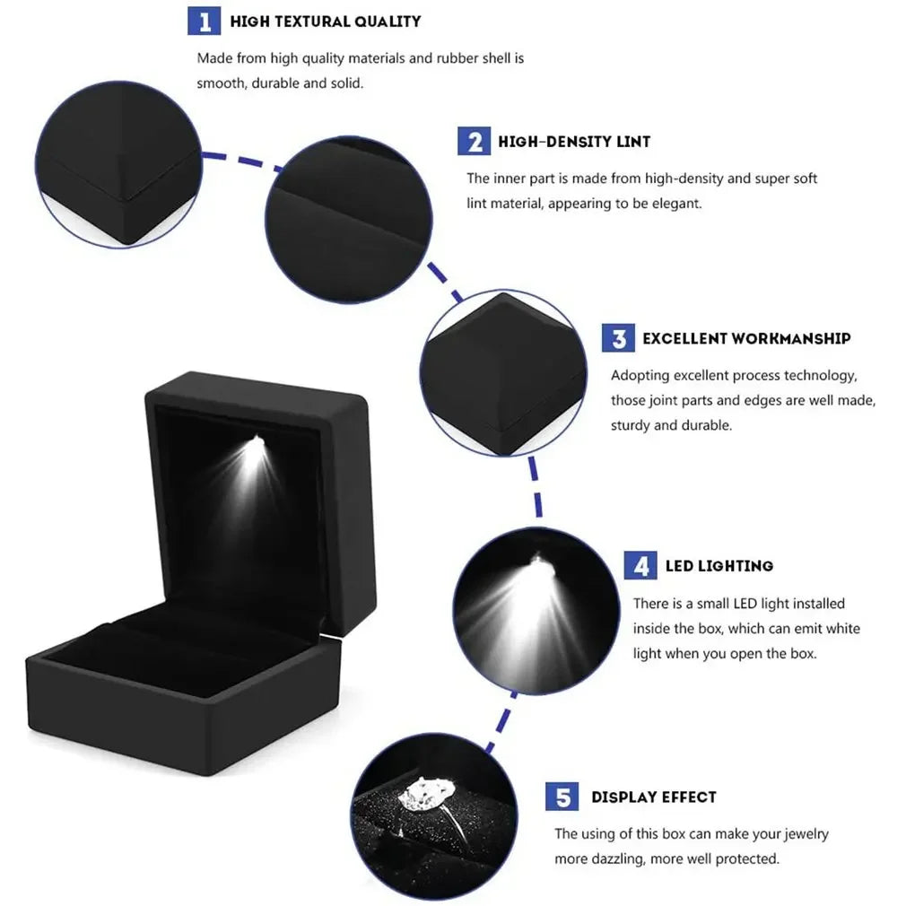 Wholesale LED Ring Box Jewelry Box for Wedding Ring Engagement Ring
