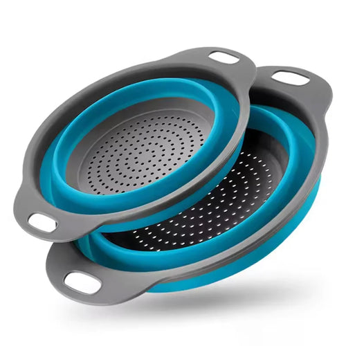 Silicone Folding Drain Basket Fruit Vegetable Washing Basket Foldable